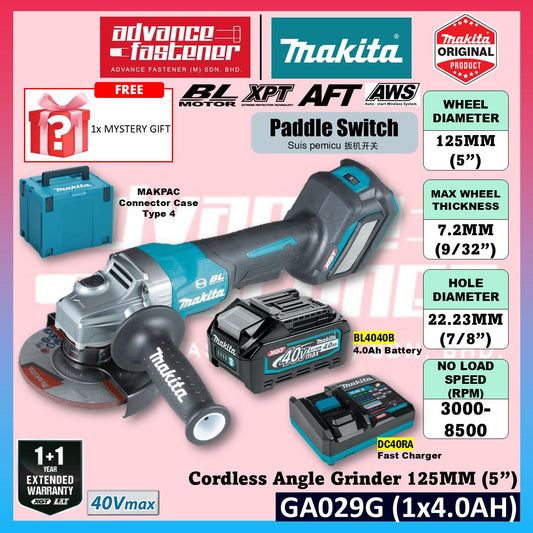 MAKITA GA029GZK 40V Cordless Angle Grinder 125MM ( 5" ) ( Paddle Switch )
