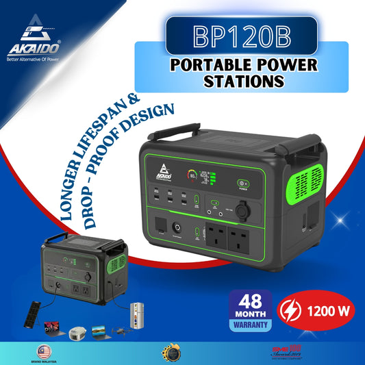 AKAIDO BP120B Portable Power Station 1200W 1120Wh with Wireless & Solar Charging