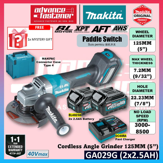 MAKITA GA029GZK 40V Cordless Angle Grinder 125MM ( 5" ) ( Paddle Switch )