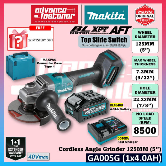 MAKITA GA005GM201 / GA005GZ 40V Cordless Angle Grinder 125MM ( 5" ) ( Top Slide Swtich )
