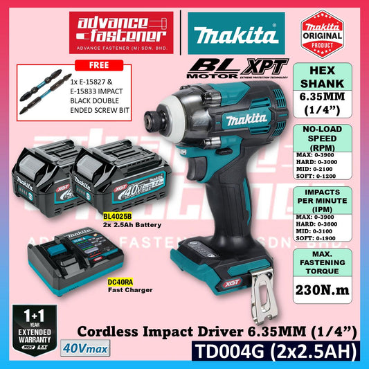 Makita TD004 / TD004GZ 40Vmax Cordless Impact Driver 6.35MM (1/4")