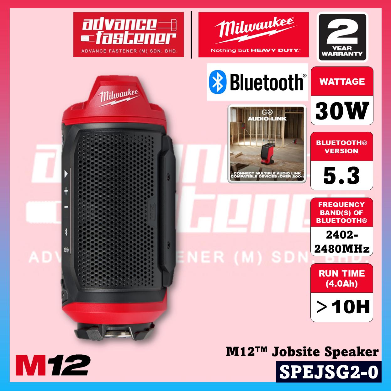 Milwaukee M12 Jobsite Speaker Duo Kit SPEJSG2-0 M12 Jobsite AUDIO LINK Speaker