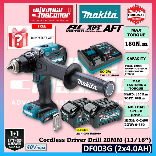 Makita DF003G / DF003GZ 40Vmax Cordless Driver Drill 20MM (13/16") (Brushless)