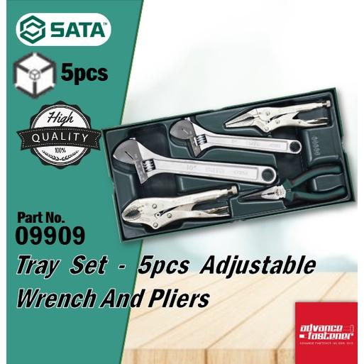 SATA 09909 Tray Set - 5 pcs Adjustable Wrench And Pliers (Curved Jaw / Long Nose)