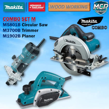 MAKITA MT SERIES COMBO SET (M5801B Circular Saw M1902B Planer M4301B Jig Saw M3700B Trimmer)
