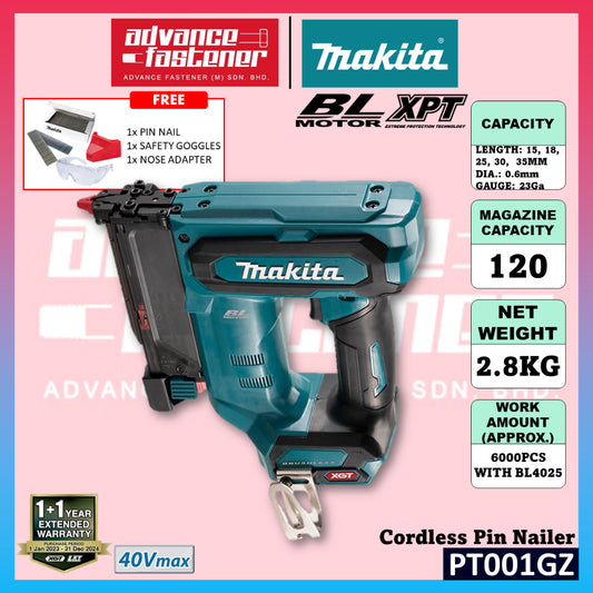 Makita PT001GD101 / PT001GZ 40Vmax XGT Cordless Pin Nailer