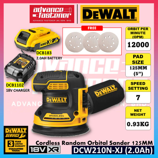 DeWalt DCW210N-XJ 18V XR Cordless Random Orbital Sander 125MM (5")