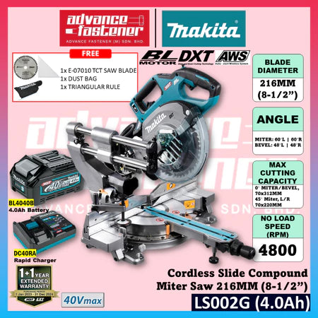 MAKITA LS002GZ / LS002 40Vmax Cordless Slide Compound Miter Saw 216MM (8-1/2")