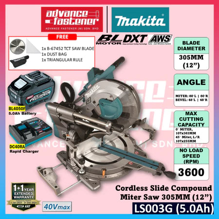Makita LS003GZ / LS003 40Vmax Cordless Slide Compound Miter Saw 305MM (12")
