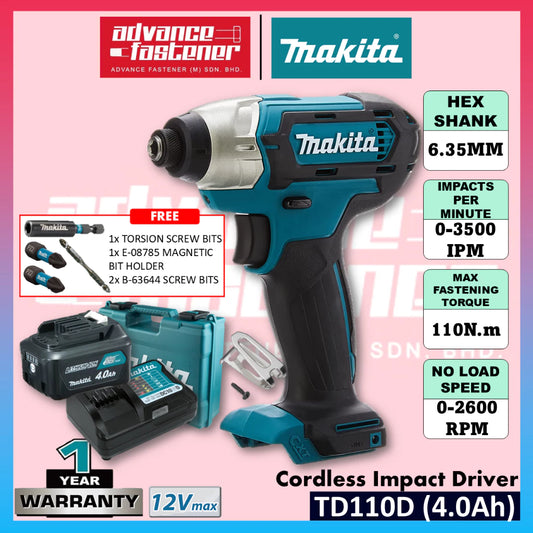 MAKITA TD110DSME / TD110DWAE / TD110DWYE / TD110DZ 12Vmax Cordless Impact Driver