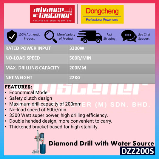 DONG CHENG CORING MACHINE DZZ200S Corded Diamond Drill with Water Source