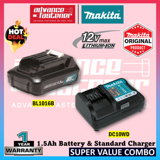 MAKITA BL1016 / BL1021B / BL1041B / BL1050B 1.5AH / 2.0AH / 4.0AH / 5.0AH 12Vmax CXT LITHIUM-ION Battery & Charger Combo