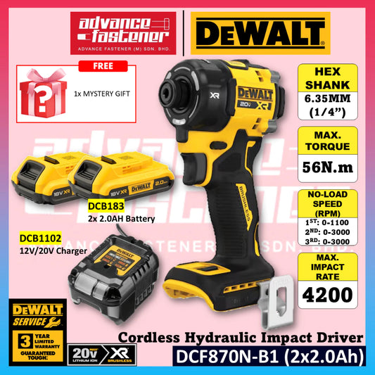 DeWalt DCF870N-B1 20V MAX XR Cordless Brushless Hydraulic Impact Driver 6.35MM (1/4")