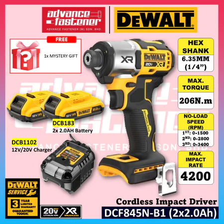 DeWalt DCF845N-B1 20V MAX XR Cordless Brushless Impact Driver 6.35MM (1/4")