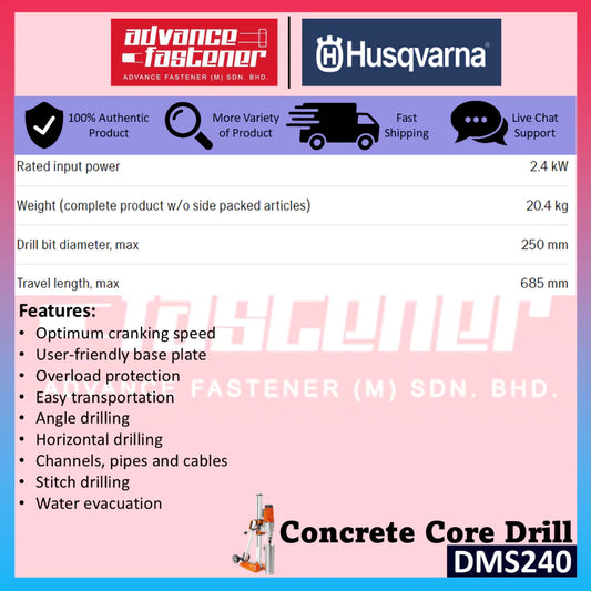 Husqvarna DMS 240 Concrete Core Drill with 52mm Core Bit