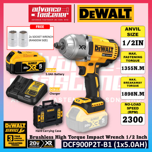 DeWalt DCF900P2T-B1 20V Max XR Brushless High Torque Impact Wrench with Hog Ring Anvil 1/2 Inch