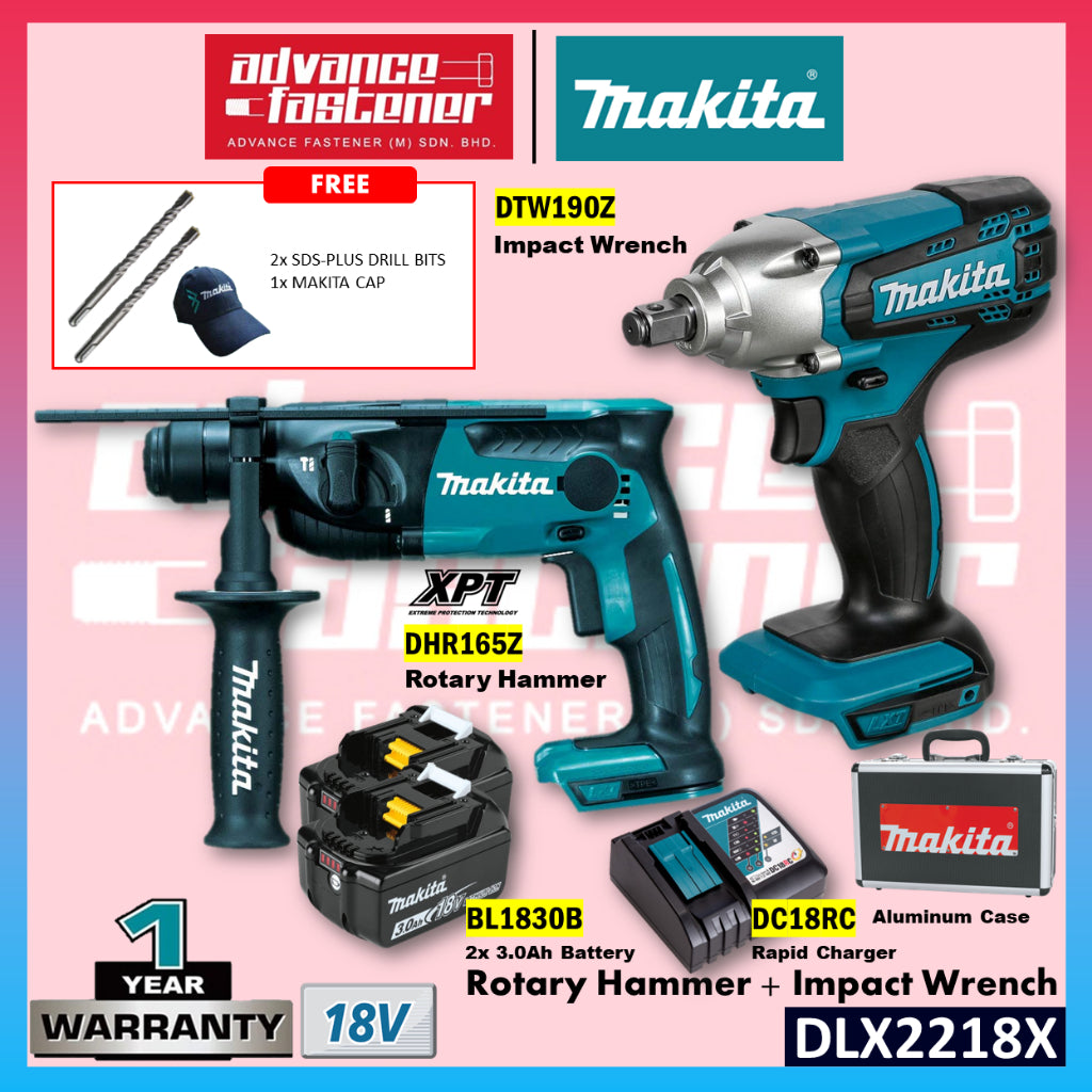 MAKITA DLX2218X COMBO KIT (DHR165 + DTW190)