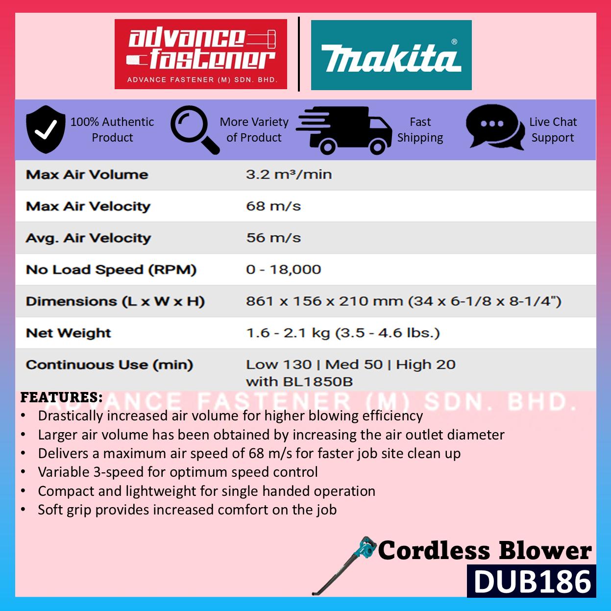 Makita DUB186Z / DUB186 18V Cordless Blower ( similar as DUB185 )