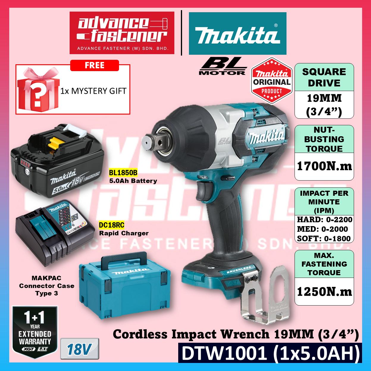 MAKITA DTW1001JX2 / DTW1001JX3 / DTW1001Z 18V Cordless Impact Wrench 19MM (3/4") 1700N.m