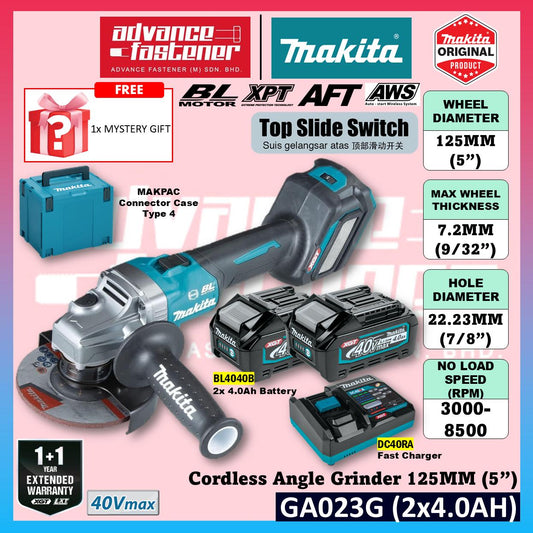 MAKITA GA023GZK / GA023GZ 40Vmax Cordless Angle Grinder 125MM ( 5" ) ( Top Slide Switch )
