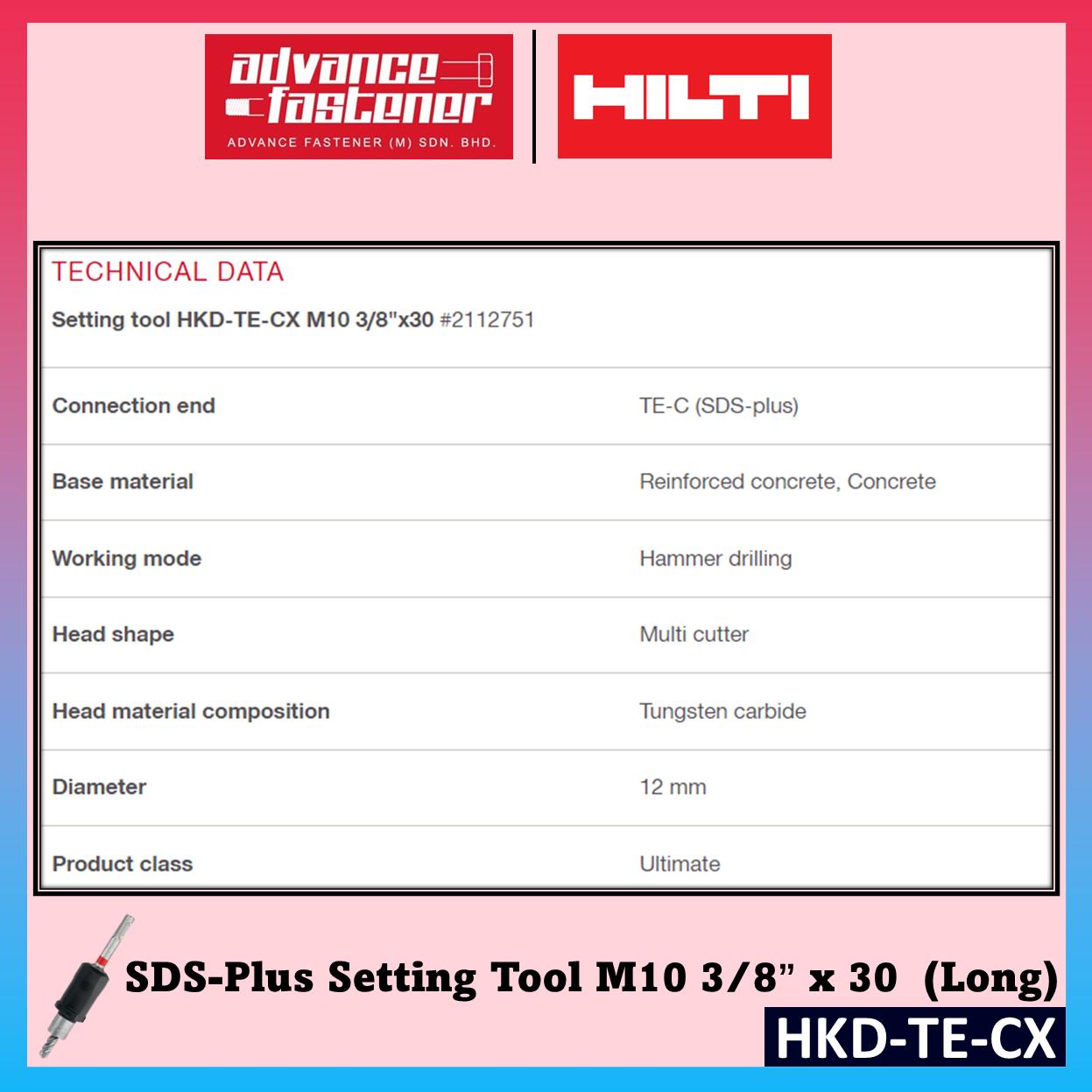 Hilti HKD-TE-CX M12 x 50 ∅15 / M10 3/8” x 30 Setting tool ( long )