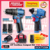 DONG CHENG DCKIT55BK 12V Brushless Cordless Kit ( DCJZ1250i Driver / Hammer Drill & DCPL04-8 Impact Driver ( replace DCKIT36BK )
