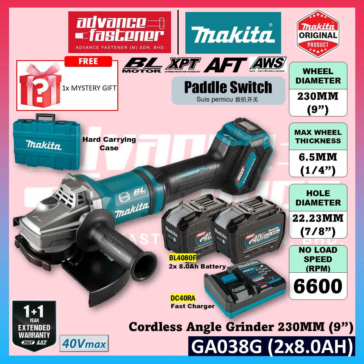 MAKITA GA038GZK 40Vmax Cordless Angle Grinder 230MM ( 9" ) ( Paddle Switch )