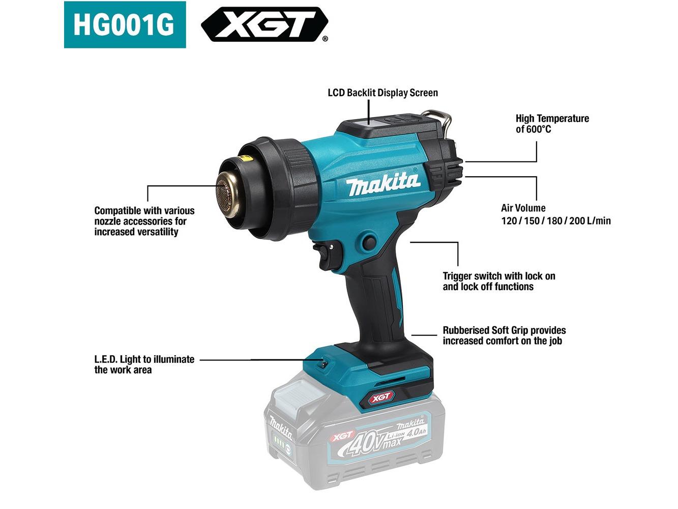 MAKITA HG001GZ02 40Vmax Cordless Heat Gun 600°C