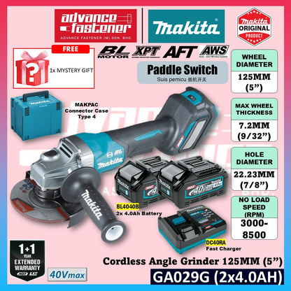 MAKITA GA029GZK 40V Cordless Angle Grinder 125MM ( 5" ) ( Paddle Switch )