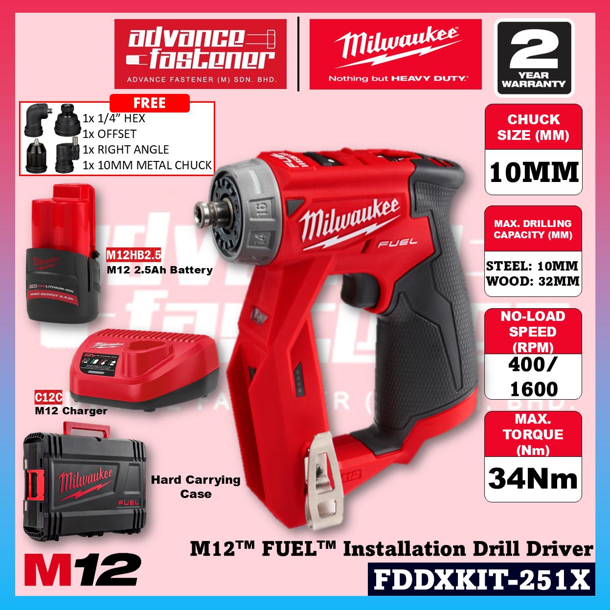 Milwaukee FDDXKIT-0X M12 FUEL Installation Kit Drill / Driver w/ Interchangeable Heads