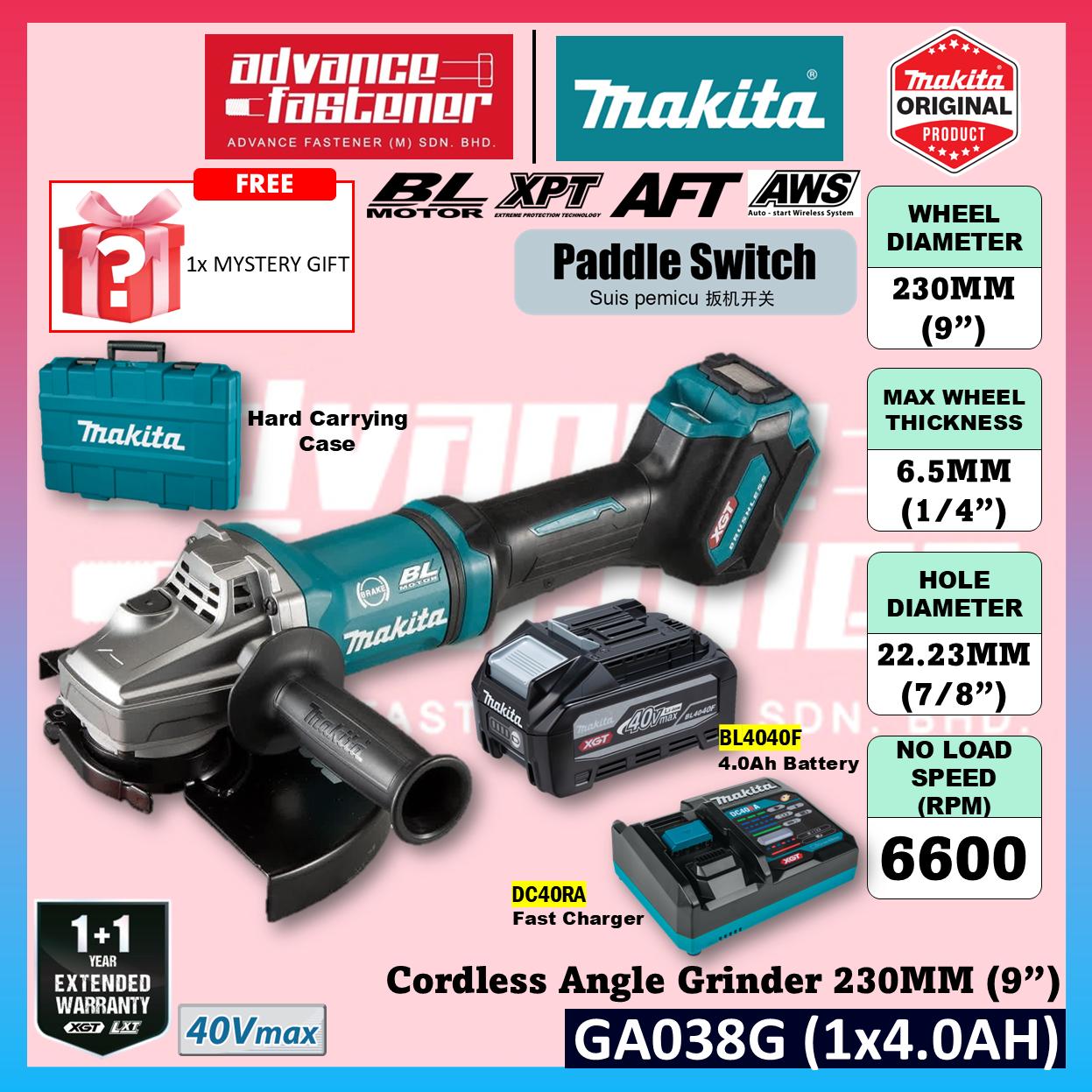 MAKITA GA038GZK 40Vmax Cordless Angle Grinder 230MM ( 9" ) ( Paddle Switch )