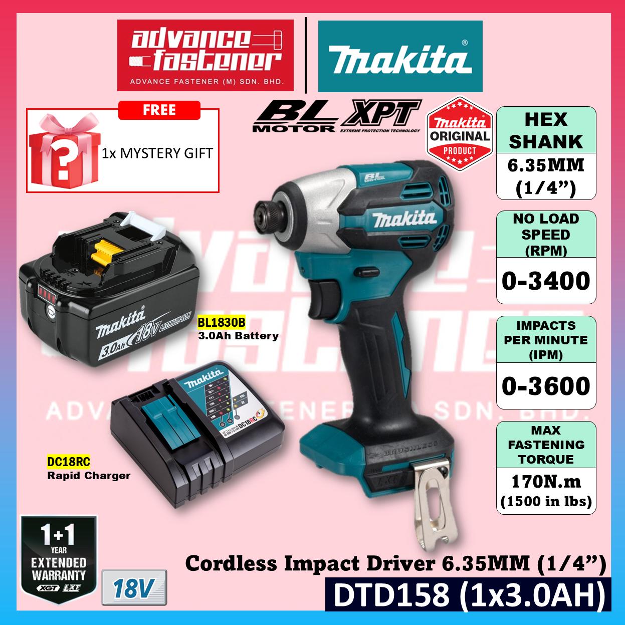 MAKITA DTD158WVE / DTD158Z 18V Cordless Impact Driver 6.35MM (1/4")