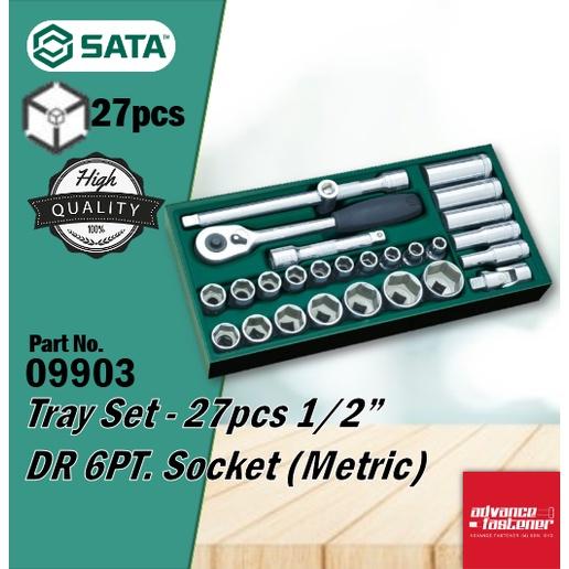 SATA Hand Tools 09903 Tray Set - 27 pcs 1/2” DR 6PT. Socket ( Metric )