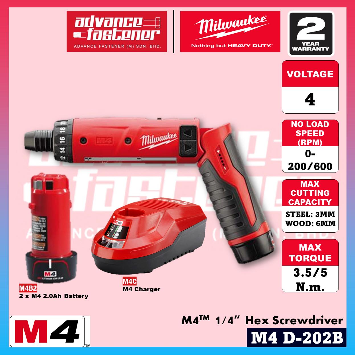 Milwaukee M4 D-202B M4 1/4" Hex Screwdriver