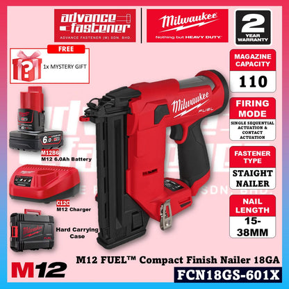 Milwaukee FCN18GS-601X / FCN18GS-0X0 M12 FUEL Compact Finish Nailer 18GA