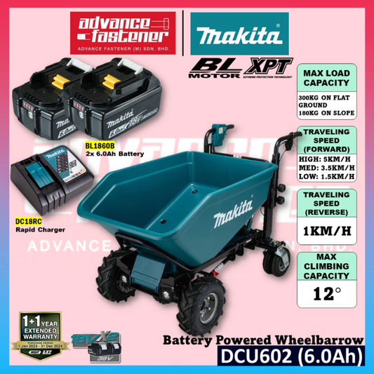 Makita DCU602 / DCU602Z 18Vx2 Battery Powered Wheelbarrow