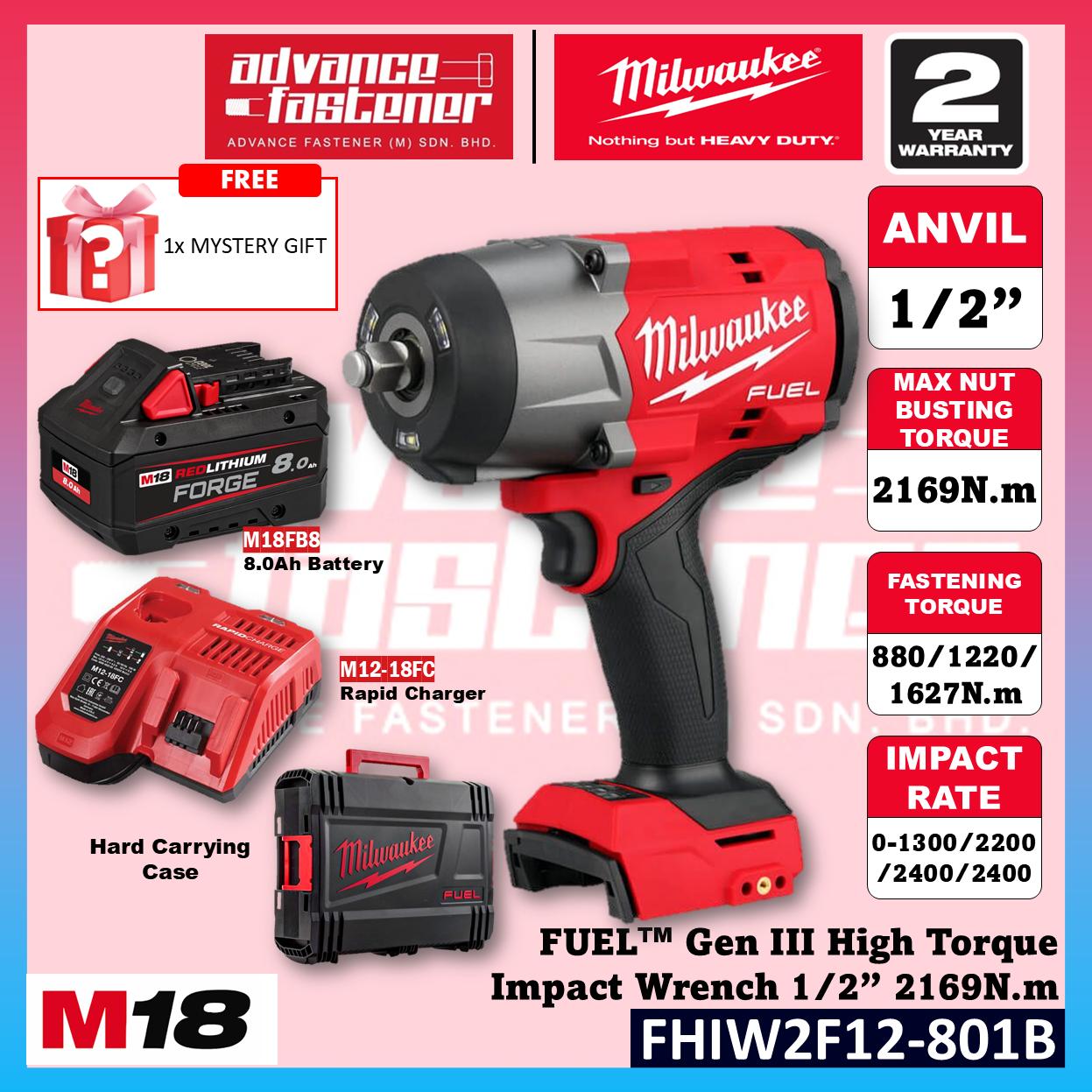 Milwaukee FHIW2F12-601B / FHIW2F12-0X0 M18 FUEL Gen III High Torque Impact Wrench 1/2" 2169N.m