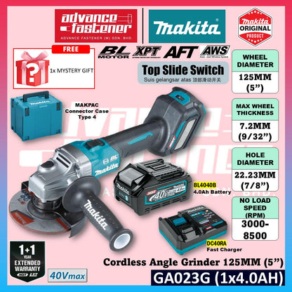 MAKITA GA023GZK / GA023GZ 40Vmax Cordless Angle Grinder 125MM ( 5" ) ( Top Slide Switch )