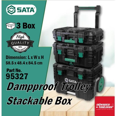 SATA 95327 20L/ 40L/ 65L Dampproof Trolley Stackable Box / Packout Organizer Tool Box (3 boxes) 【Ready Stock】