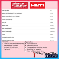 Hilti CF-F 750 Filling Foam / Fire Safety (For air-sealing, filling and insulating gaps and cracks)