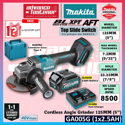 MAKITA GA005GM201 / GA005GZ 40V Cordless Angle Grinder 125MM ( 5" ) ( Top Slide Swtich )