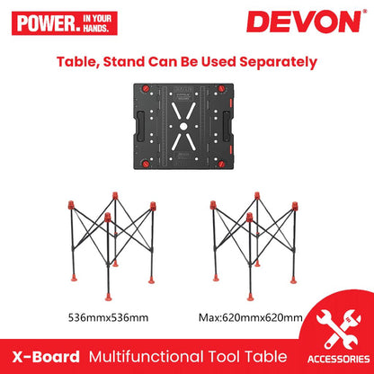 DEVON 8002200044 X-Board Multifunctional Portable Work Table 61 x 71 x 81 cm
