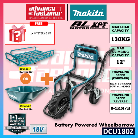 Makita DCU180Z 18V Battery Powered Wheelbarrow ( 199116-7 Carrier Set / 198494-2 Bucket Set )
