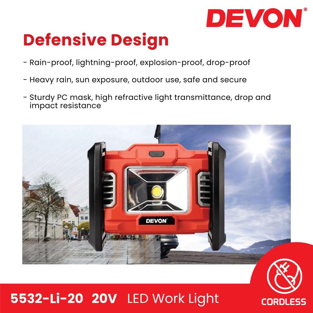 Devon 20V Cordless Emergency Utility Combo ( 5940-Li-20 Dual Function Inflator 5532-Li-20 Work Light