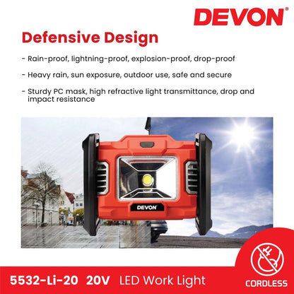 Devon 20V Cordless Emergency Utility Combo ( 5940-Li-20 Dual Function Inflator 5532-Li-20 Work Light
