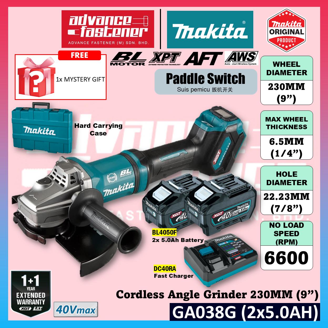 MAKITA GA038GZK 40Vmax Cordless Angle Grinder 230MM ( 9" ) ( Paddle Switch )