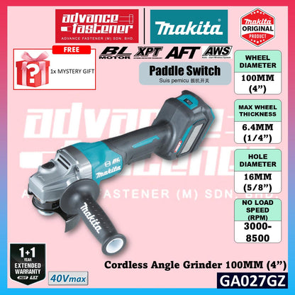 MAKITA GA027GM201 / GA027GZ 40Vmax Cordless Angle Grinder 100MM (4") ( Paddle Switch )