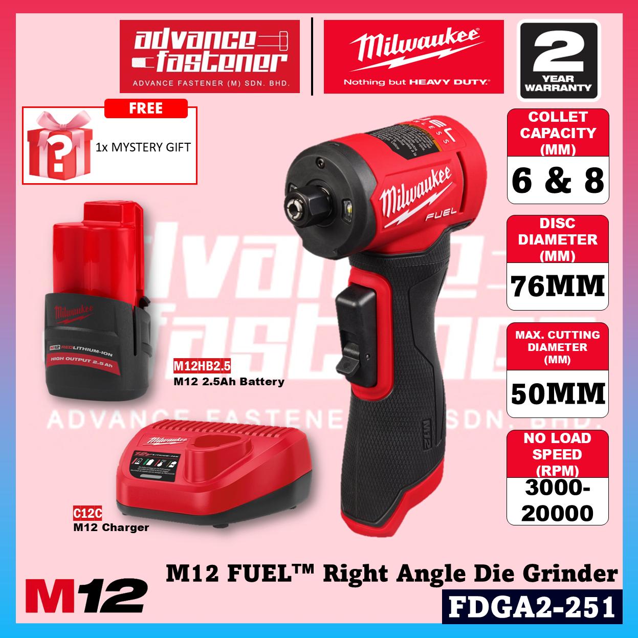 Milwaukee FDGA2-501 / FDGA2-0 M12 FUEL Right Angle Die Grinder with Variable Speed