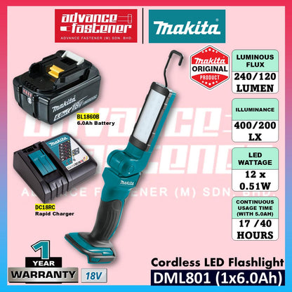 Makita DML801 / DEADML801 18V Cordless LED Flashlight