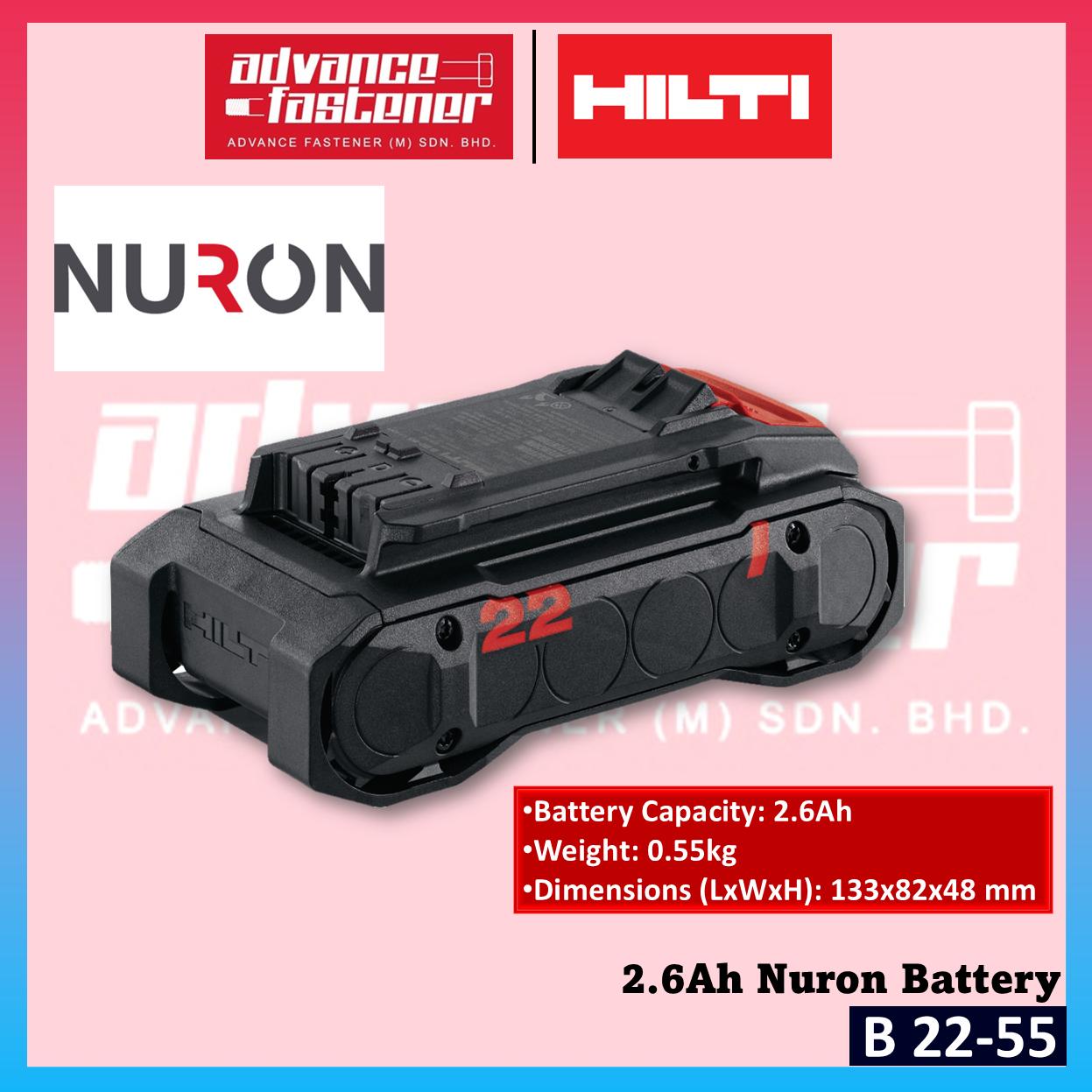 Hilti B 22-85 / B 22-55 / C 6-22 Nuron 2.6Ah / 4.0Ah Battery & 230V Fast Charger